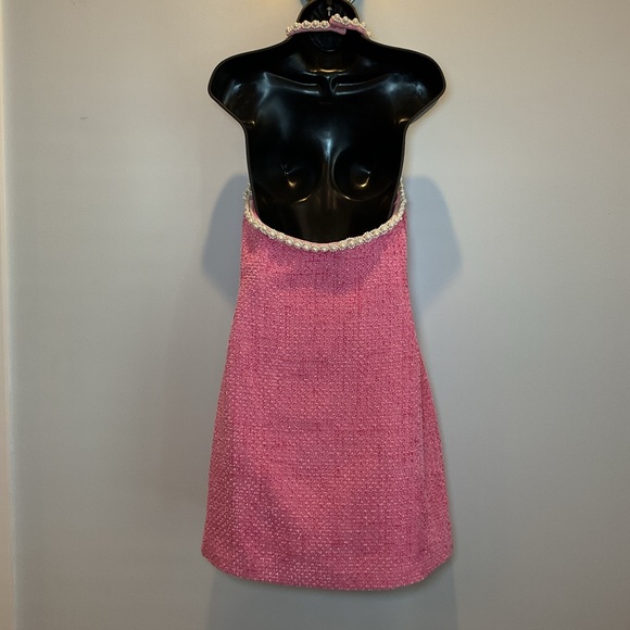 Hyacinth House by Tuckernuck Pink Pearl Halter Mini Dress - Picture 4 of 7